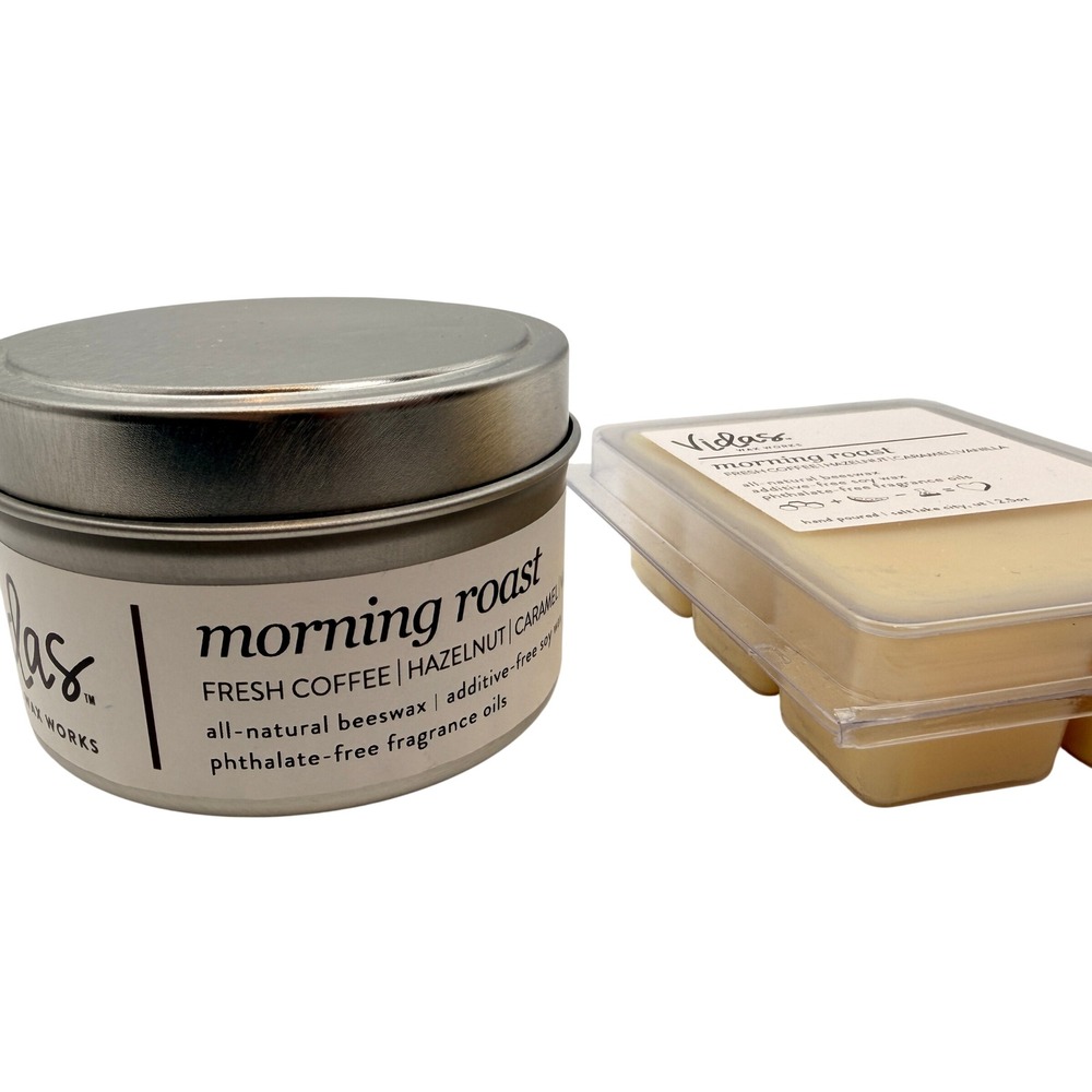 Vidas Wax Works Morning Roast Coffee Scented Candle & Wax Melts Set Brown Tin - Picture 2 of 7